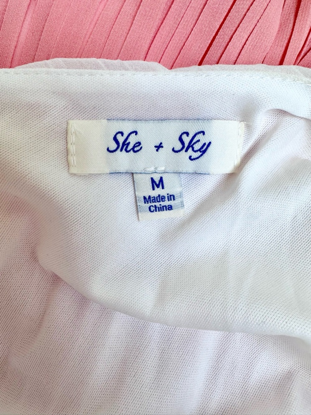 She & Sky Ombre Pleated Tiered Maxi Dress in White to Fuchsia Size Small - Picture 7 of 7